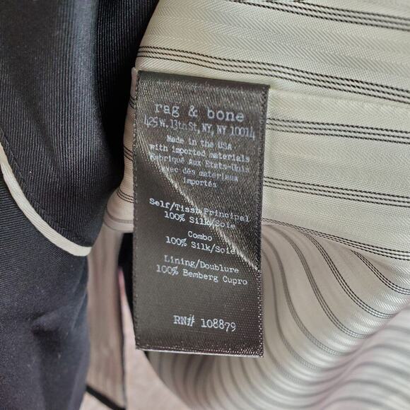 Rag + Bone Gabrielle Silk Jet Black Blazer 0 - Picture 7 of 8